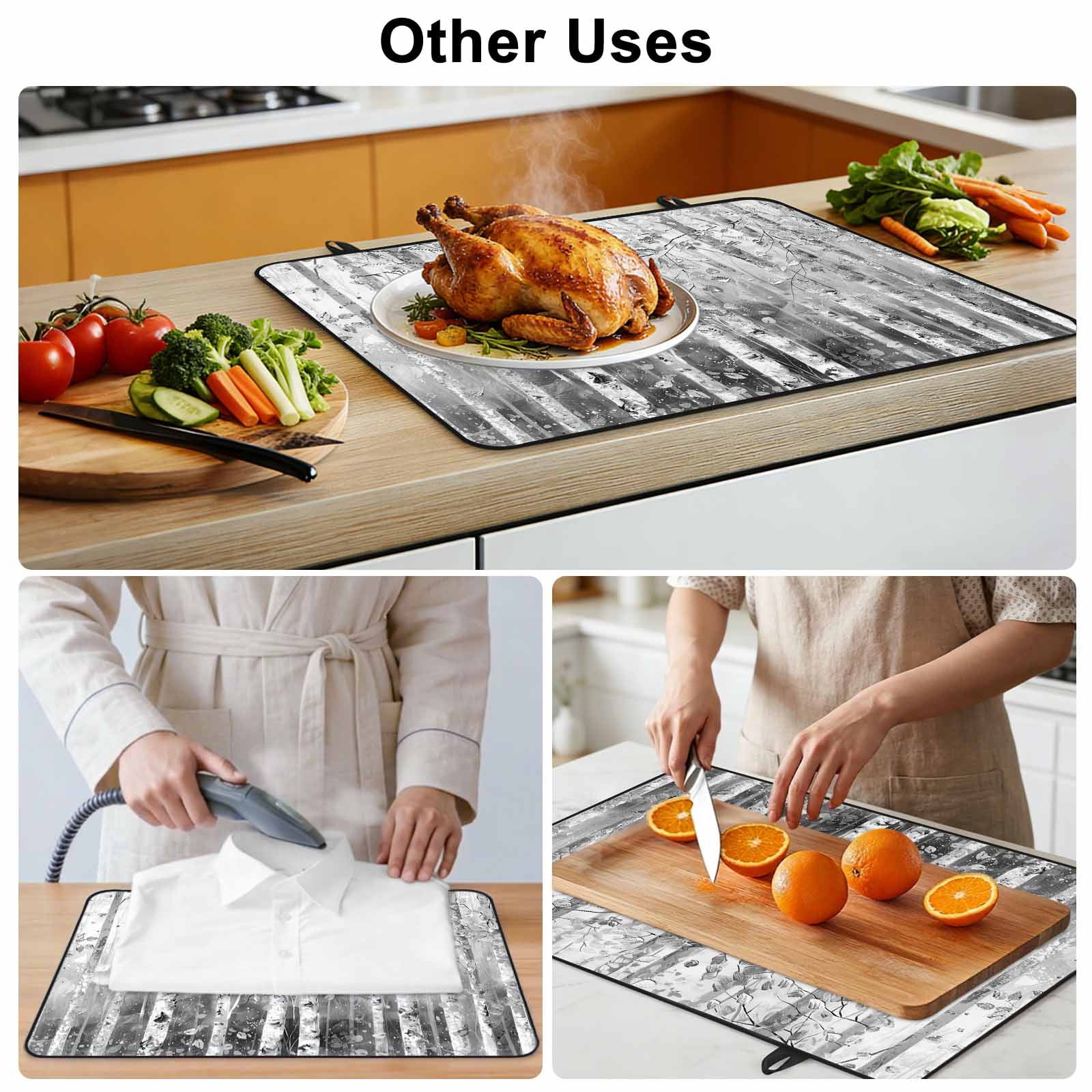 Grey Forest Stove Top Cover for Electric Stove, Heat-proof & Non Slip Glass Top Stove Cover Protector, Modern Oil Painting Art Kitchen Flat Cooktop Rubber Mat 31x24 Inches