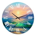 thumbnail image 2 of Designart 'Blue Waves Breaking At The Beach V' Nautical & Coastal Wall Clock, 2 of 5