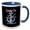 Blue/White, variant on 3drose, Coastal Nautical Blue and Pink Living on Lake Time Ship Anchor., 11oz Mug