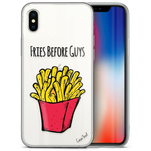 Case Yard iPhone-X Case Clear Soft & Flexible TPU Ultra Low Profile Slim Fit Thin Shockproof Transparent Bumper Protective Cover Drop Protective Cell Phone Cases (Fries)