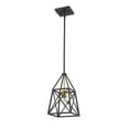 thumbnail image 4 of Z-Lite 447Mp Trestle 8" Wide Cage Mini Pendant - Matte Black / Olde Brass, 4 of 5