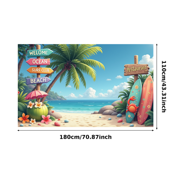 Tropical Theme Surf Club Welcome Ocean Beach Banner for Summer Parties Beach Events Outdoor Decoration