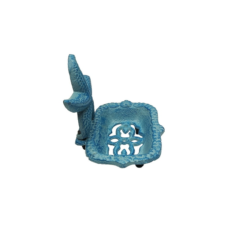 Cast Iron Starfish Soap Bar Dish Blue Star Sponge Holder Bathroom Home Essential Cast Iron Starfish Soap Bar Dish Blue Star Sponge Holder Bathroom Home Essential