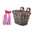 thumbnail image 1 of S SERENABLE Bike Basket Detachable with 2 Ribbons Front Basket for Picnic Riding Dark Brown Basket, 1 of 9