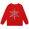 thumbnail image 4 of IWRICH Snowflake Sweatshirt for Girl Christmas Snowflake Graphic Long Sleeve Shirts Winter Xmas Holiday Pullover Tops Red 120, 4 of 4