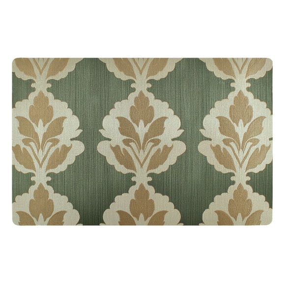 Green and Beige Flowers Print Floor Door Mat Outdoor Indoor for Home Entrance Welcome Mats 32"x20"