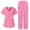 🔥 Pink, variant on Dianli Women's Color Block Short Sleeve V-Neck Top and Pocket Trousers Set, Loose Fit Professional Caregiver Uniform, Comfortable and Stylish Workwear for Medical Nursing Pink M