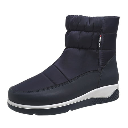 

Luiyenes Fashion Autumn And Winter Women Snow Boots Thick Bottom Non Slip Round Toe Side Zipper Warm Comfortable
