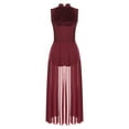 thumbnail image 6 of Kaerm Womens Lyrical Dance Dress Sleeveless Flowy Dresses Ballet Dance Tulle Leotard Long Skirt Burgundy XXL, 6 of 7