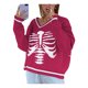 thumbnail image 3 of VISgogo Suéteres con cuello en V para mujer, blusas de punto holgadas con estampado de esqueleto clásico de manga larga VISgogo moda, 3 of 5