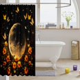 thumbnail image 3 of Manfei Watercolor Moon Printed Shower Curtain 72Wx84L,Sparkling Floral Butterfly Print Bathroom Shower Curtain,Black Orange, 3 of 5