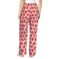 thumbnail image 3 of Xecao Strawberry And Flowers Women's Straight Lounge Pajama Pants: The Epitome of Relaxed Sleepwear, 3 of 9
