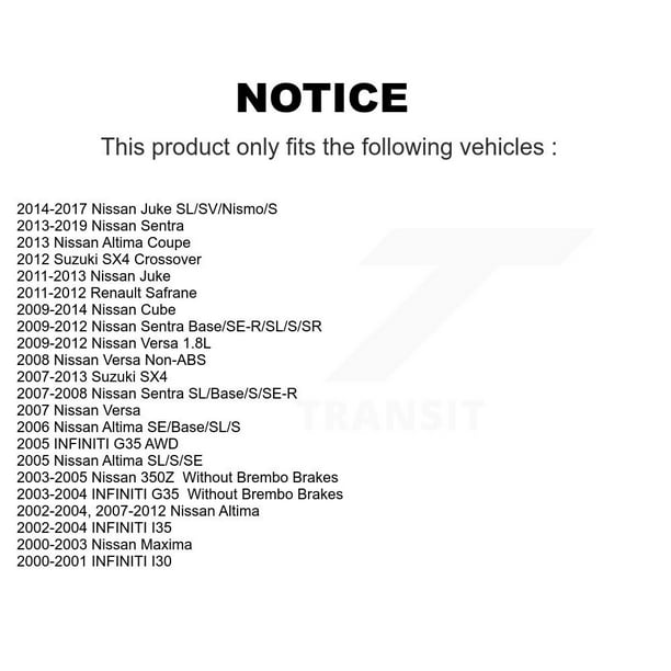 SIM Front Semi-Metallic Disc Brake Pads -815 for Nissan Altima Sentra Versa Infiniti Juke Maxima G35