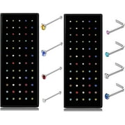 CHARMARK 60-120pcs Stainless Steel Nose Studs Rings Piercing Pin Body Jewelry 20G-22G 1.5mm 2mm 2.5mm