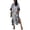 Dark blue stripes on, variant on Women Summer Plus Size Maxi Kaftan Tie-Dye Striped Print V-Neck Boho Hippie Beach Dress Loose Bikini Swimsuit Cover Up
