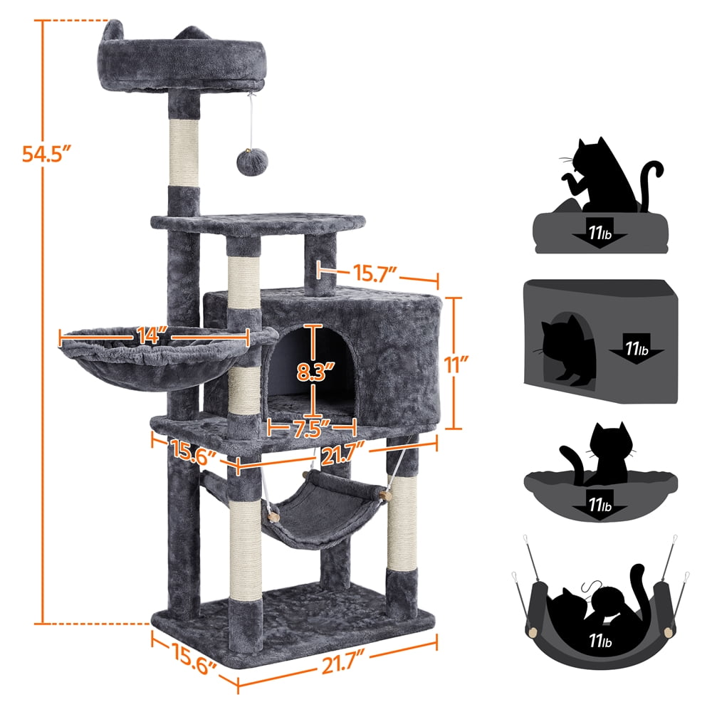 Renwick 55" Cat Tree Tower for Small Medium Cats, Dark Gray