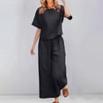 thumbnail image 2 of 2 Piece Lounge Sets for Women Summer 2026 Short Sleeve Matching Wide Leg Outfits Casual Spring Travel Beach Vacation Sweatsuit, 2 of 4
