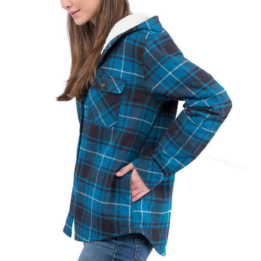 Boston Traders Women's Sherpa Lined Flannel Shirt Blue/Pink 