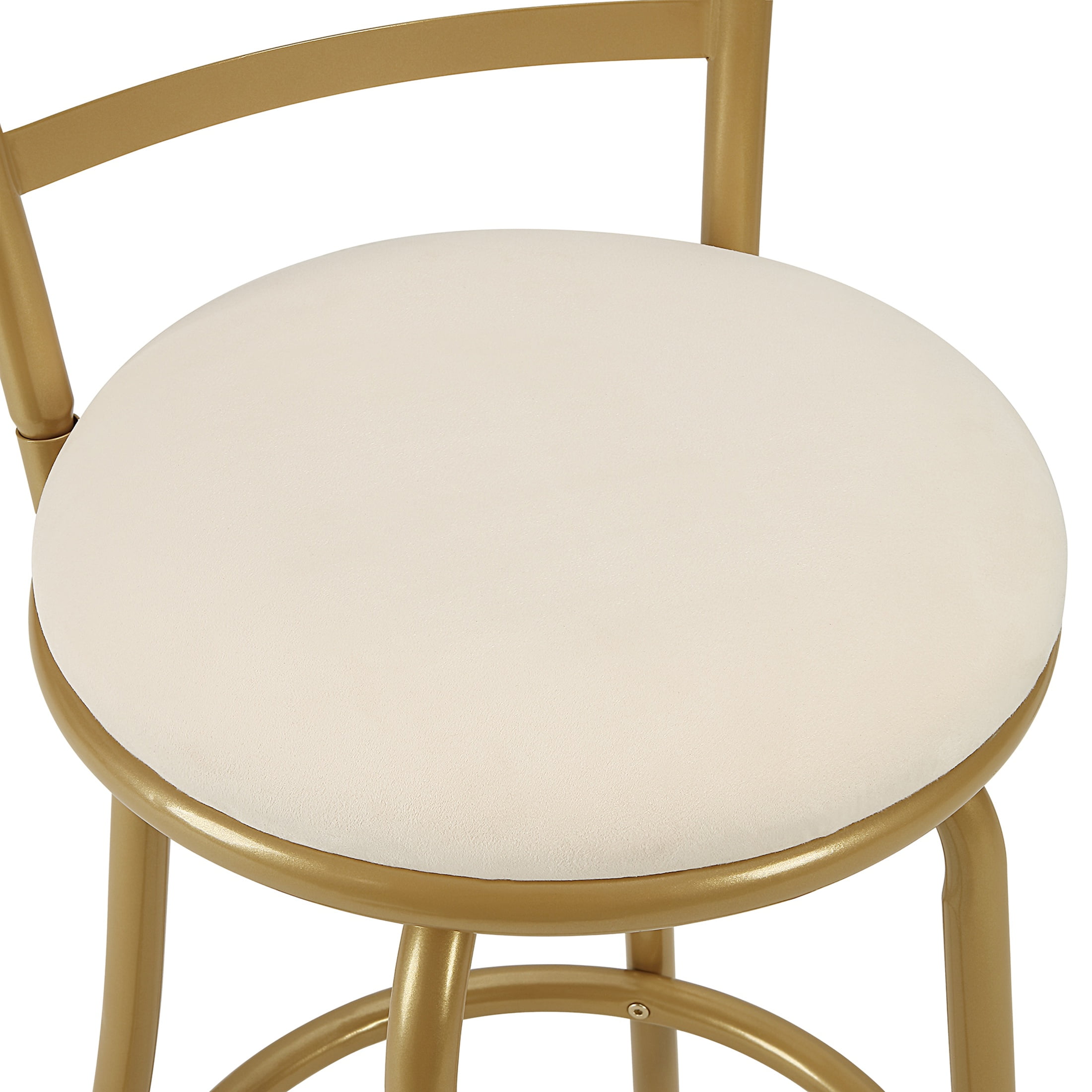 Mainstays 3 Pack Indoor Adjustable 24" or 29" Swivel Gold Metal Barstool, Cream Seat