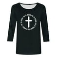 thumbnail image 4 of EGNMCR Easter T-Shirts à Imprimé pour Femmes T-Shirts Graphiques Femmes Chemises Mode pour Femmes Easter Jour Fleur Oreilles de Lapin T-shirt à Imprimé Manches 3/4 Blouse Col Rond Hauts Décontractés T-shirt pour Femmes, 4 of 4