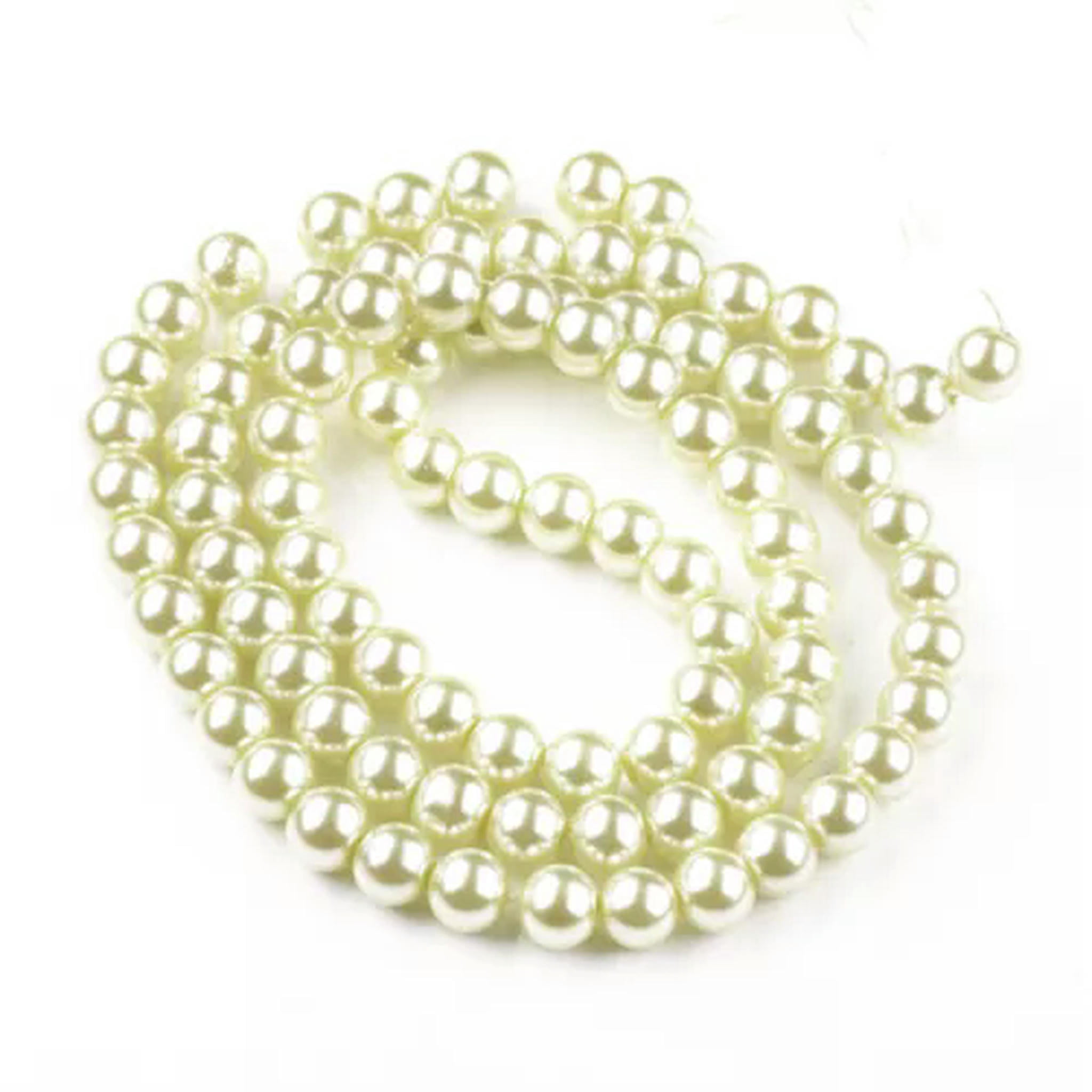 U8MO 10 Strd Glass Pearl Round Beads Mini Smooth Loose Spacer Beading Crafting 4~12mm-Honeydew