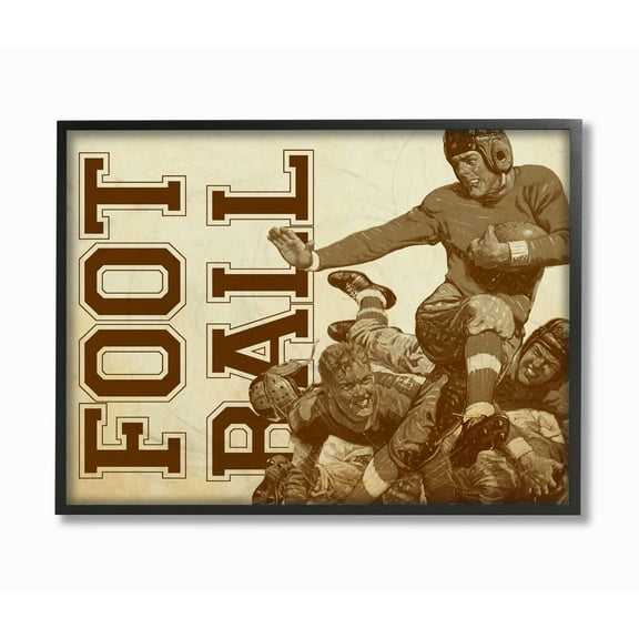 The Kids Room by Stupell Football Vintage Sepia Sports Design Framed Wall Art by The Saturday Evening Post