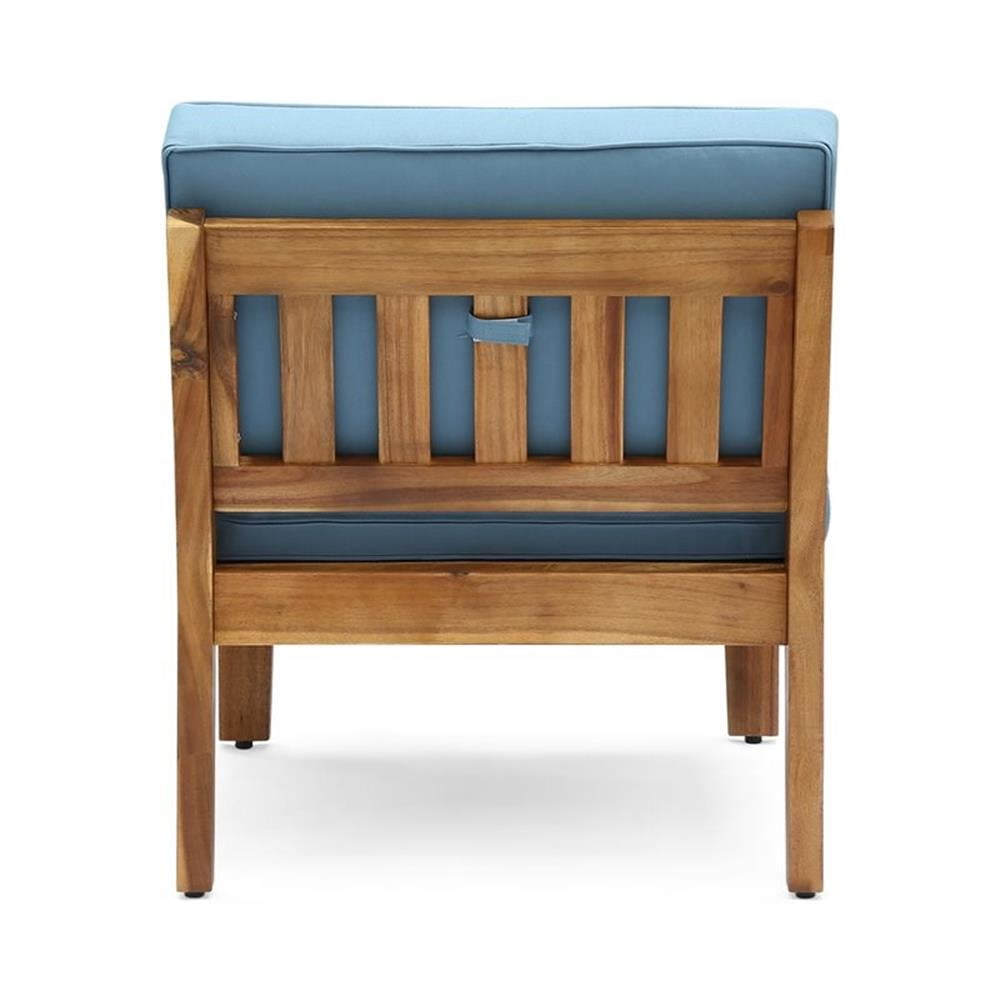 Wilcox Outdoor 12 Piece Sectional Sofa Set with Cushions, Teak, Blue