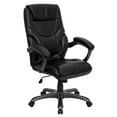thumbnail image 1 of High Back Black Leather Overstuffed Executive Swivel Chair with Arms, 1 of 9