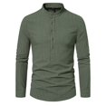 thumbnail image 1 of Camisas Para Hombre Manga Larga Camisa casual de manga corta con cuello de cárdigan para hombre (Green, M), 1 of 2