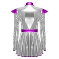thumbnail image 3 of iiniim Women Metallic Shiny Cosplay Costume A-line Dress Astronaut Fancy Dress Outfits Silver L, 3 of 6