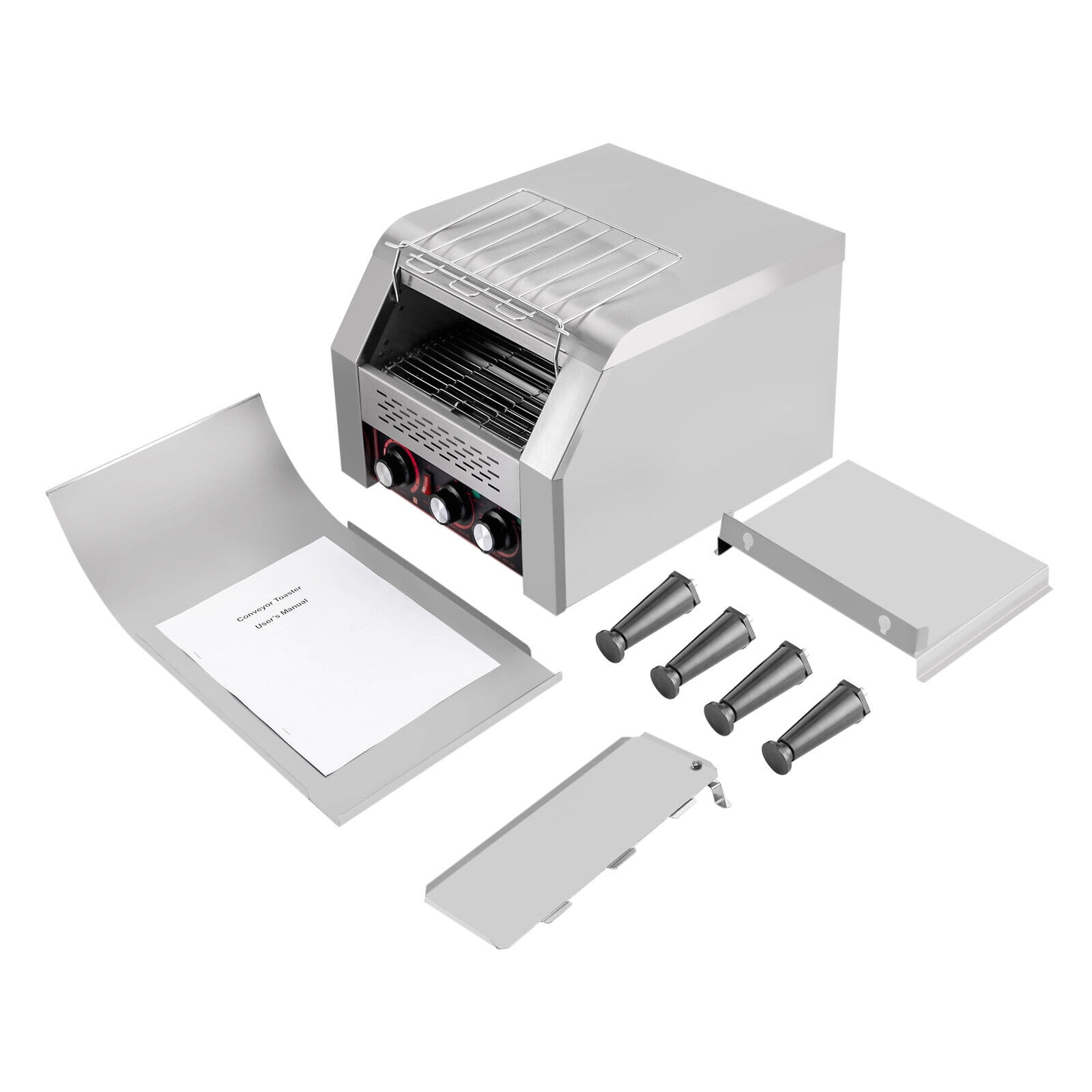 Commercial Toaster , 2200W Conveyor Restaurant Toaster, Heavy Duty Stainless Steel Conveyor Toaster, Heavy-Duty Industrial Toasters w/Double Heating Tubes for Bun Bagel Bread，300 Slices/Hour
