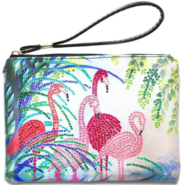 Almacenamiento Arte Diamante Un Lado Bolso Punto Cruz Con Flores DIY Mano para Mujer