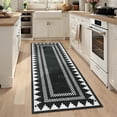 thumbnail image 1 of Modern Geometric Runner Rug 2x6 Low Pile Washable Rug – Modern Geometric Bordered Solid Area Carpet with TPR Non Slip Backing, Soft Non Shedding Neutral Floor Mat for Living Room, Bedroom & Nursery, 1 of 8