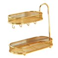 thumbnail image 4 of Organizador de encimera de baño de 2 niveles que ahorra espacio, soporte para cosméticos, estante de pie Oro, 4 of 9