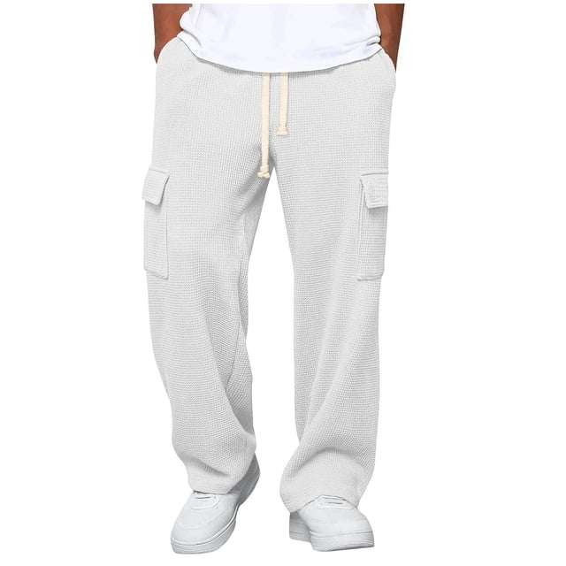 Ceisia Men's All-Season Solid Color Workwear Gift Pants - Elastic Waist Drawstring Pocket Oversized Comfort Pants