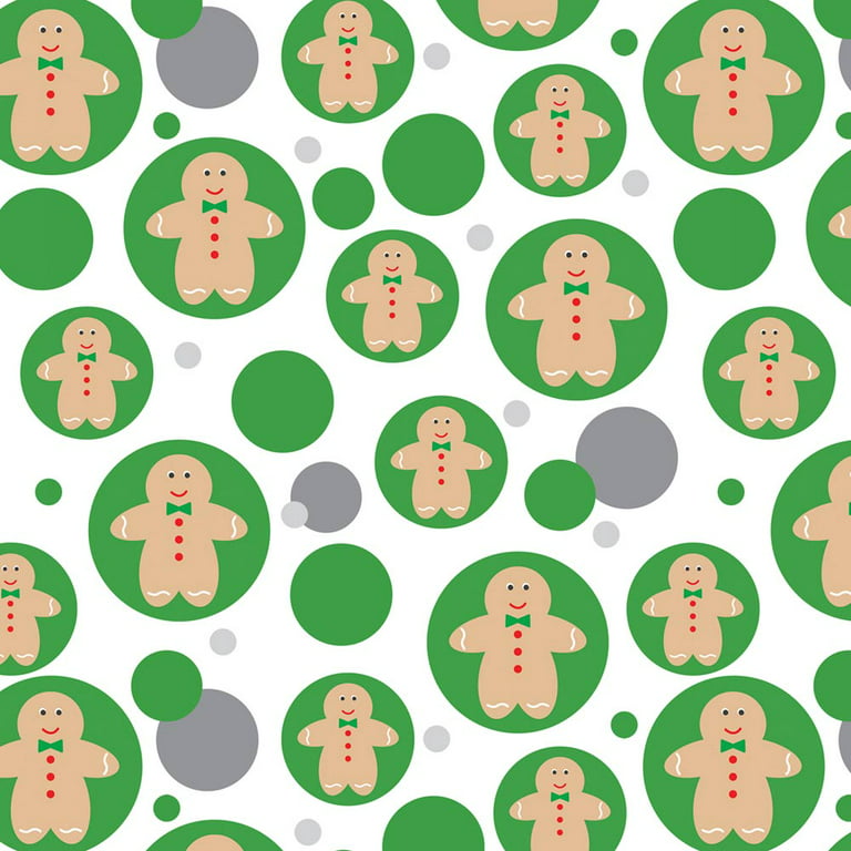 Cute Gingerbread Man Cookie Christmas Premium Gift Wrap Wrapping Paper Roll  Pattern 