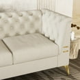 thumbnail image 5 of Velvet Chesterfield Sofa, 3-Seat Sofa with Gold Metal Legs, 82" Futon Tufted Sofa with Removable Cushion, Accent Arm Sofa Furniture  for Living Room, Office, Bedroom, Apartment, Beige, 5 of 7