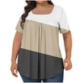 thumbnail image 1 of Admvng Womens Short Sleeve Tops Printed Oversized Neck Pleated Short Sleeved Loose Top L-5XL, 1 of 4