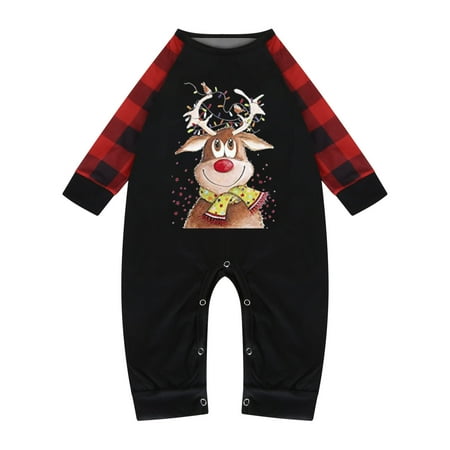 

Family Christmas Pajamas Matching Sets Reindeer Print Casual Tops Printed Pants Sleepwear Pajamas Sets