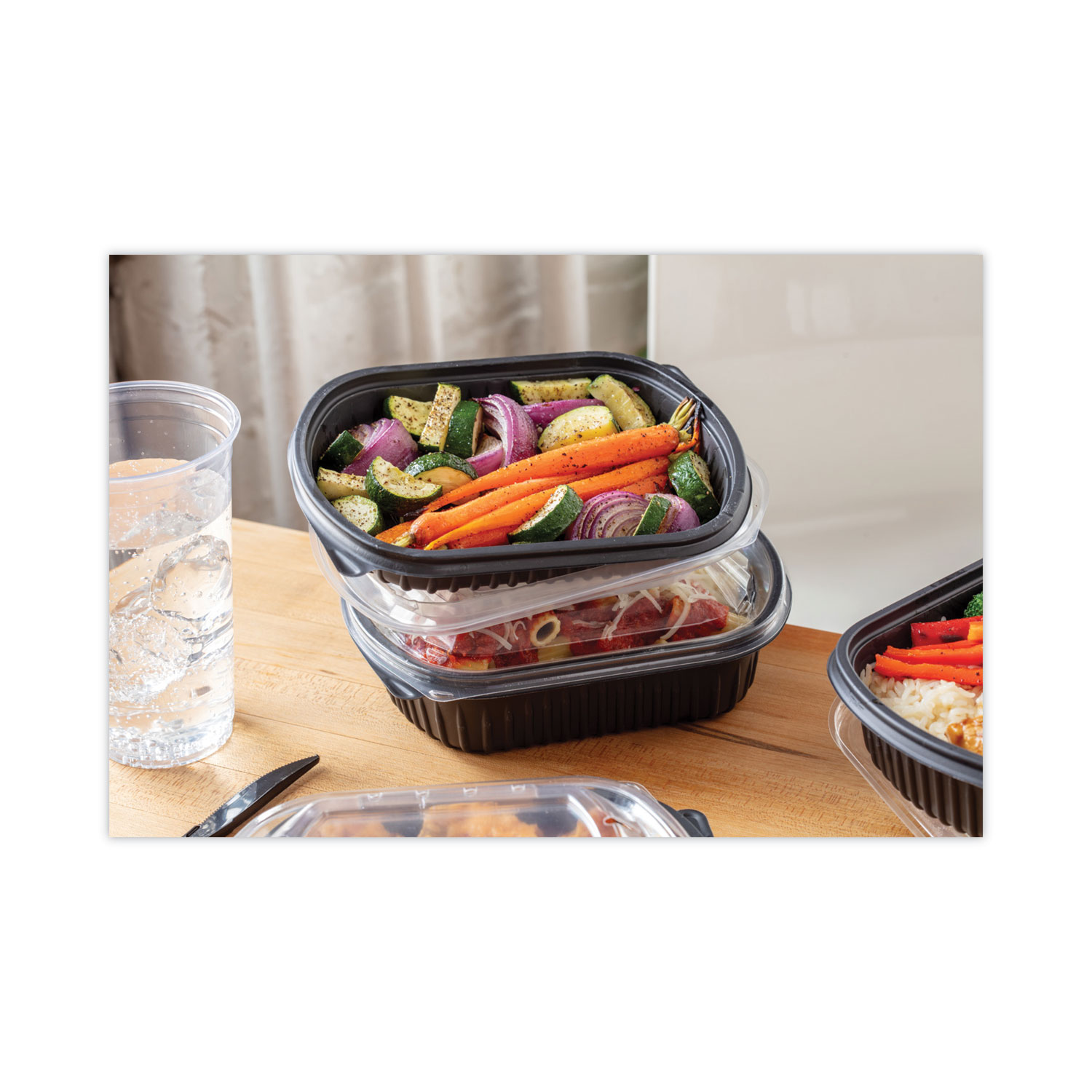 Pactiv Evergreen Earthchoice Mealmaster Container, 16 Oz, 8.13 X 6.5 X 1, Black, 252/carton