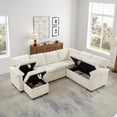 thumbnail image 5 of 97*76 Inch L-Shaped Sectional Sofa Couch with Storage Seat and Storage Ottoman,Chenille Fabric Corner Sofa  Couch with 7 Seats & 2 Pillows for Living Room, 5 of 18