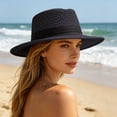 thumbnail image 2 of Sun Hats for Women Women Elegant Hollow Out Structured Boater Sun Hat Outdoor Casual Black One Size, 2 of 5