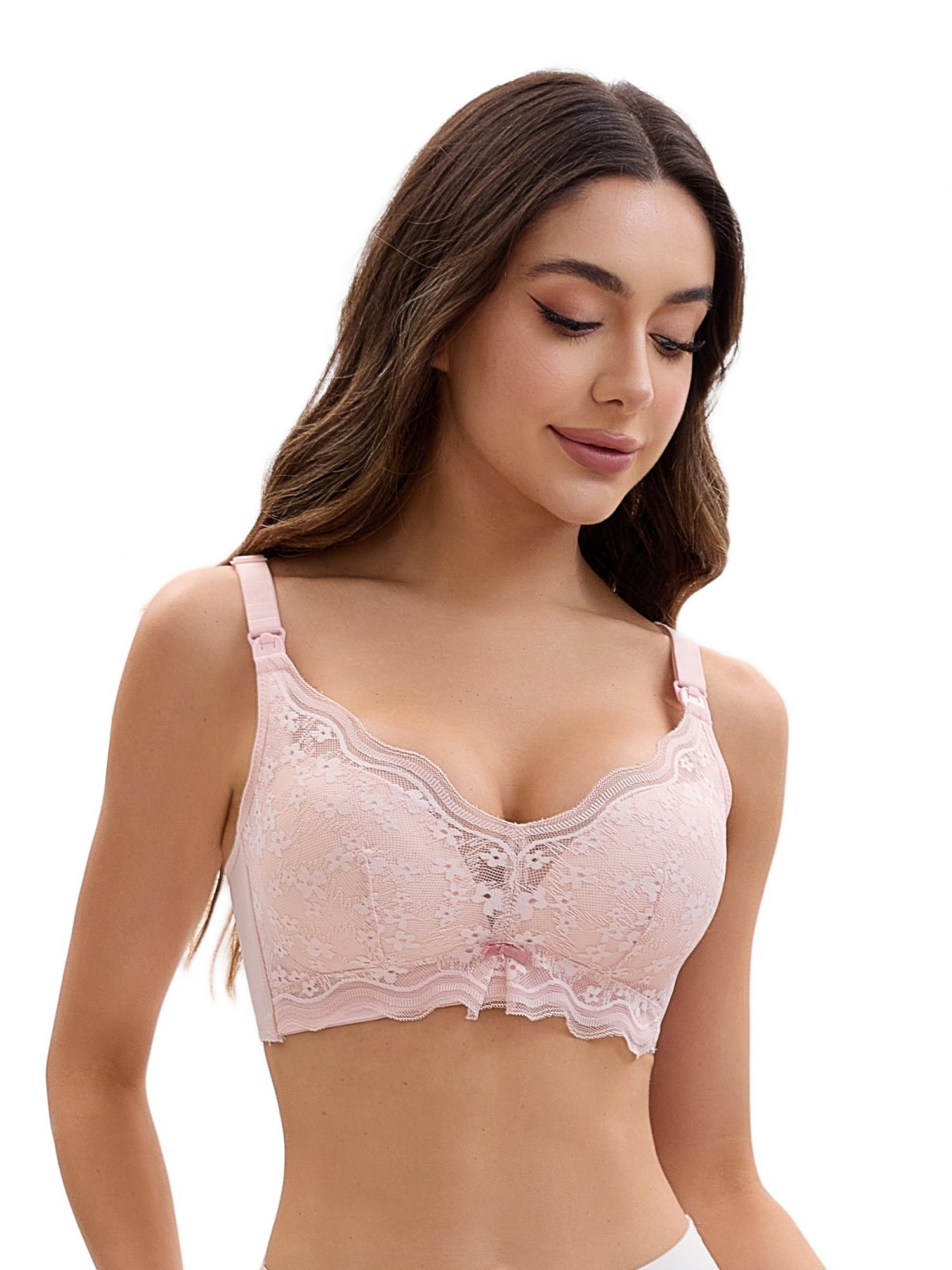 Unique Bargains Wirefree Maternity Bralette Nursing Bra C 40 Light Pink