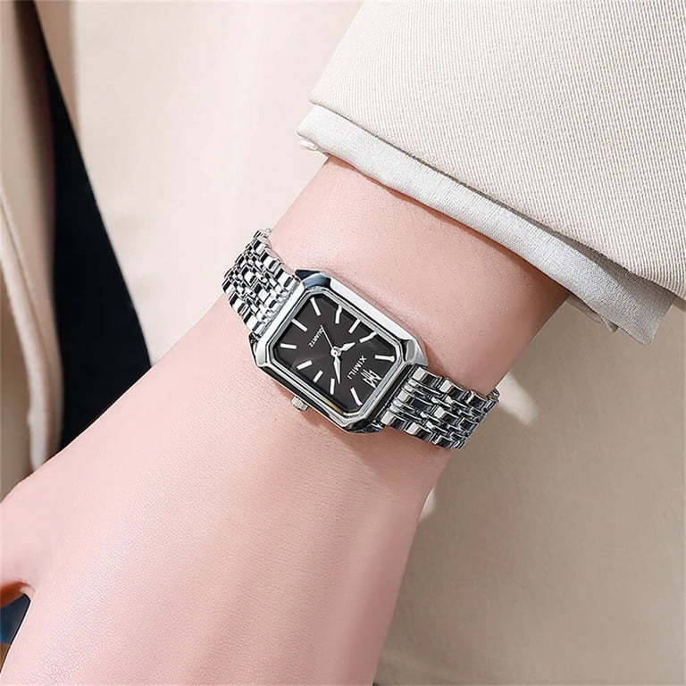 Sku0340 Silver White dial Women Square Watch Bracelet Stainless Steel + gift box Women main image 4