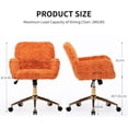 thumbnail image 2 of Faux Fur Makeup Vanity Chair, Comfy Fuzzy Home Office Chair with Wheels & Gold Base, Upholstered Adjustable Swivel Desk Chair for Teens Girls Women Home Office, Orange, 2 of 6