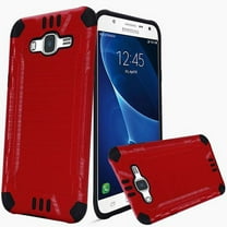 GSA Brushed Hybrid Case For Samsung Galaxy J7 (2015), J700 - Red/Black
