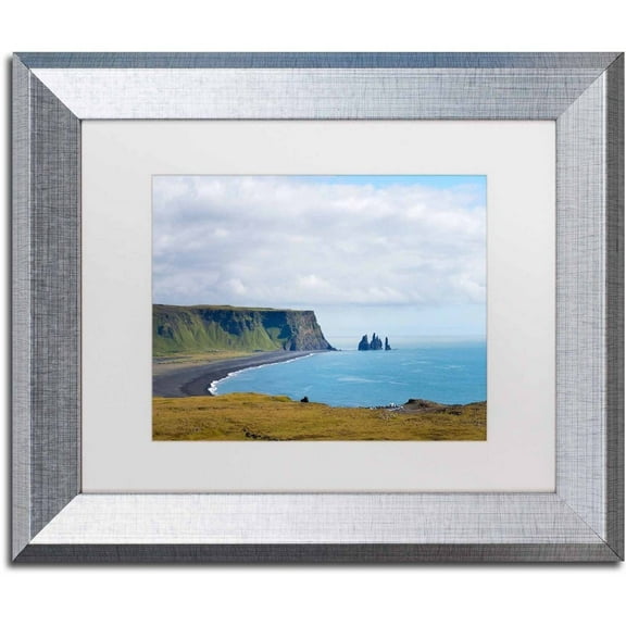 Trademark Fine Art 'Reynisfjara Beach' Canvas Art by Philippe Sainte-Laudy, White Matte, Silver Frame