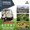 thumbnail image 4 of Knox GLF016 4 Person Golf Cart Enclosure, 4 Seater, 600D Transparent Golf Cart Cover Storage Up to 61.5 in. Roof for EZGO TXT-RXV, Yamaha, Club Car DS-Precedent, Evolution, Beige, 4 of 7