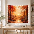 thumbnail image 5 of Sunlit River Valley with Autumn Foliage, Peaceful Rustic for Nature Lovers, Forest Scenery Wall Art, Thanksgiving Gift, Tapestry Wall Hanging for Living Room and Bedroom, 5 of 7