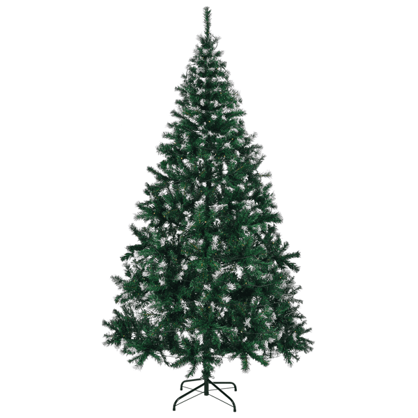 Alvantor 7 ft Snow-Tipped Artificial Christmas Tree with 150 Warm White LED String Lights and Remote, Indoor Christmas Decorations, Green